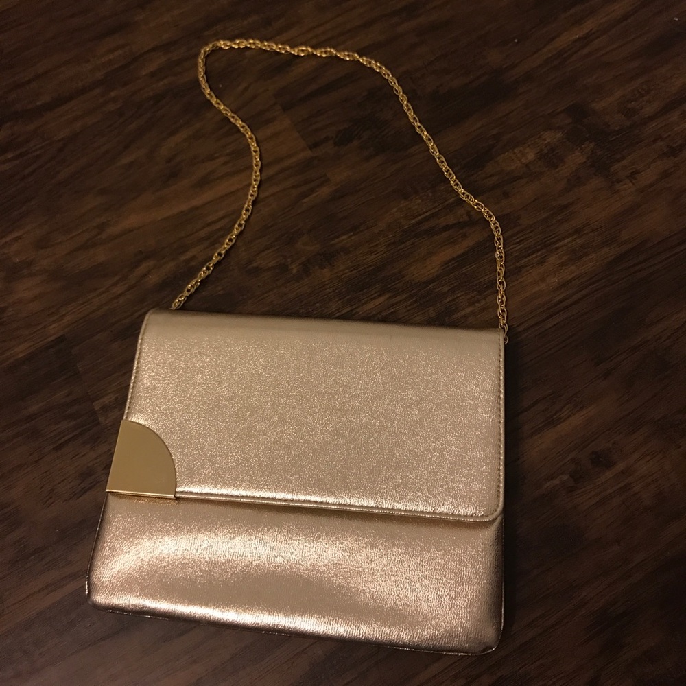 Mardane Gold Pleather Vintage Chain Shoulder Clutch Evening Purse